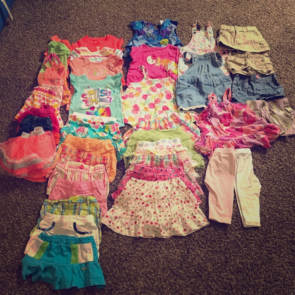 Lot little girls shorts, skirts, dress, tank tops